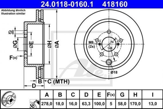 24.0118-0160.1 Ate Гальмiвний диск ATE