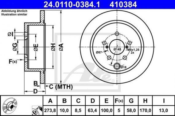 24.0110-0384.1 Ate Гальмiвний диск ATE