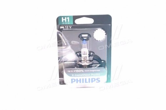 12258XVPB1 PHILIPS (Япония) Лампа накаливания H1 X-tremeVision Pro150 (+150) 12V 55W P14,5s (выр-во Philips)