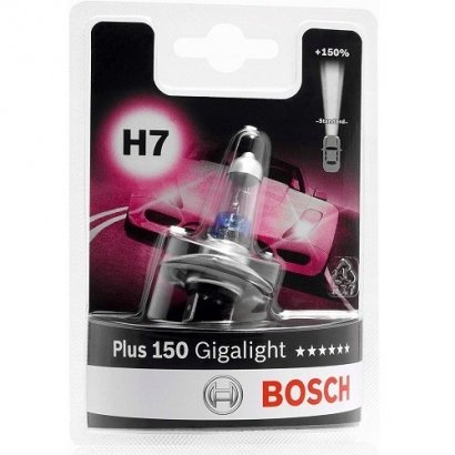 1987301137 BOSCH Лампа накаливания H7 12V 55W PX26d GigaLight +150 (blister 1шт) (выр-во Bosch)