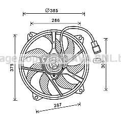 PE7556 AVA COOLING Вентилятор радіатора CITROEN BERLINGO/PEUGEOT PARTNER (96-) (вир-во AVA)