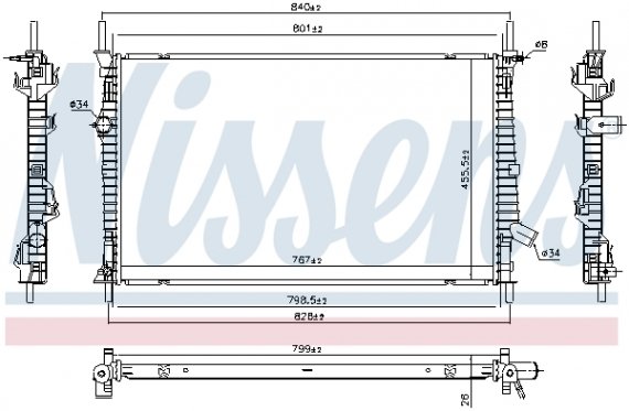 606537 NISSENS (Дания) Радиатор охлаждения FORD TRANSIT (TTG) (13-) 2.0 TDCi (выр-во Nissens)