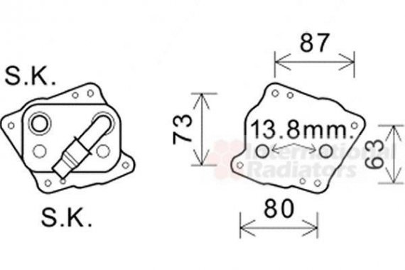 06003412 Van Wezel Радиатор масляный BMW 1 E81-E82-E87-E88 (04-) 116 i (выр-во Van Wezel)