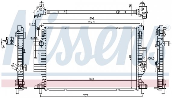 606215 NISSENS (Дания) Радиатор охлаждения FORD C-MAX/FOCUS III (10-) (выр-во Nissens)