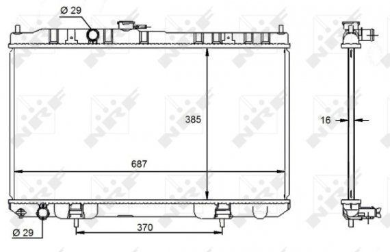 59099 NRF Радиатор охлаждения NISSAN ALMERA CLASSIC (N16) M (выр-во NRF)