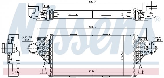 961458 NISSENS (Дания) Интеркулер MB ML-SERIES W166 (2012) ML350 3.0 -/BLUETEC NISSENS