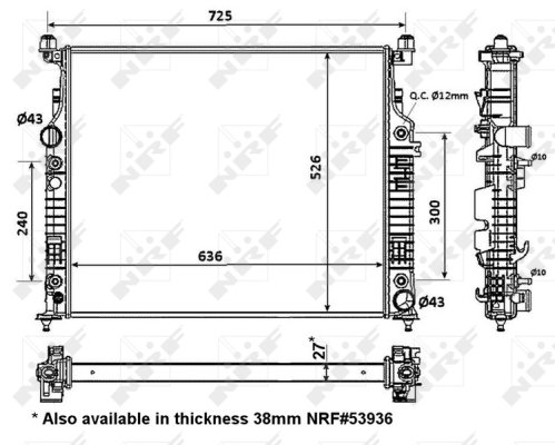 56074 NRF Радиатор охолодження двигуна MERCEDES GL/ML 06- (вир-во NRF)