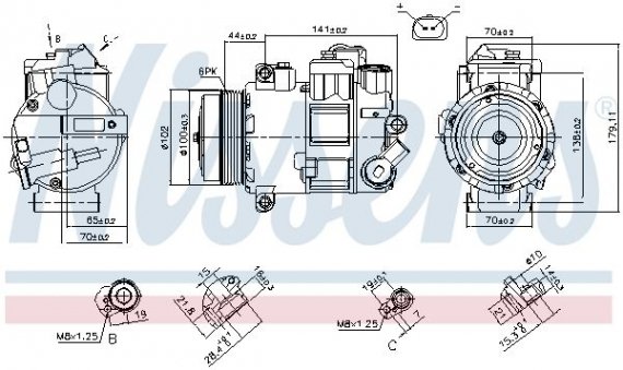 890412 NISSENS (Дания) Компресор VOLKSWAGEN CRAFTER (2E, 2F) (06-) 2.0 TDi NISSENS