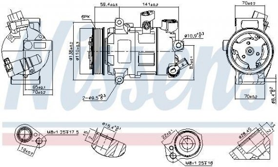 890607 NISSENS (Дания) Компрессор VOLKSWAGEN TIGUAN II (AD) (16-) 2.0 TDI NISSENS