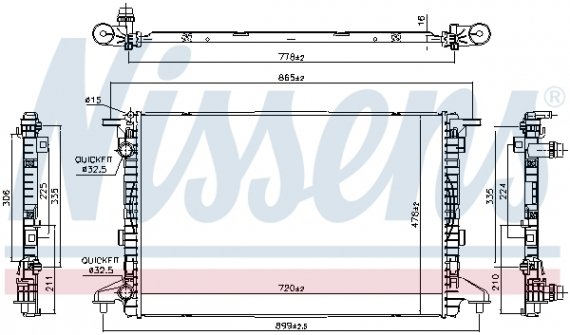 606463 NISSENS (Дания) Радиатор AUDI A 4 / S 4 (B9) (15-) 1.4 TFSI NISSENS