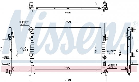 606218 NISSENS (Дания) Радиатор AUDI A 3 / S 3 (8V) (12-) 1.4 GAS NISSENS