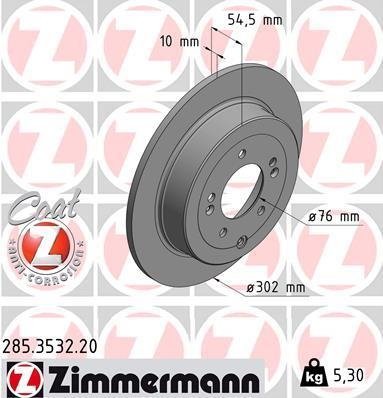 285353220 Zimmermann Диск тормозной задний ( ZI 285.3532.20 ) TUCS 18~