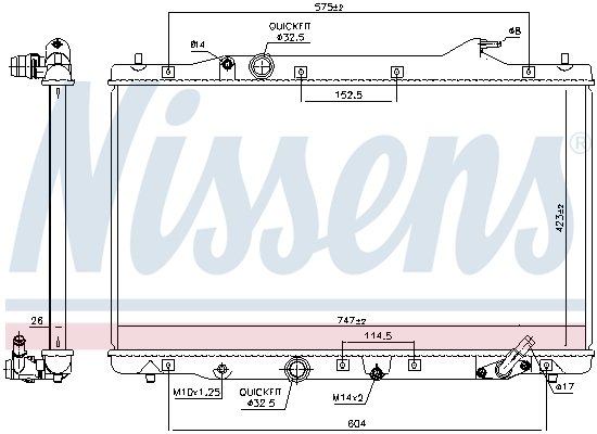 606216 NISSENS (Дания) Радиатор HONDA CR-V (RE) (06-) 2.2 CTDi NISSENS