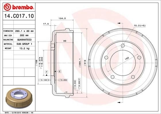 14.C017.10 BREMBO (Германия) Тормозной барабан BREMBO