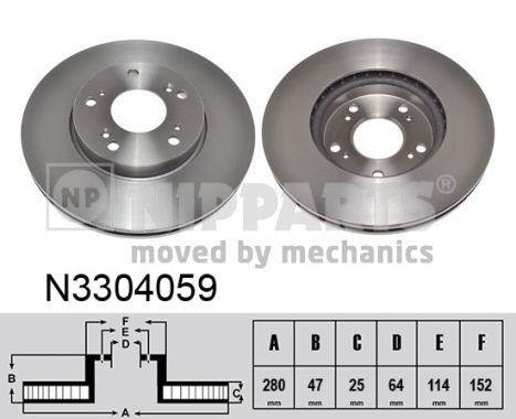 N3304059 NIPPARTS (Нидерланды) Гальмівний диск Nipparts