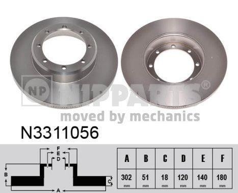 N3311056 NIPPARTS (Нидерланды) Тормозной диск Nipparts