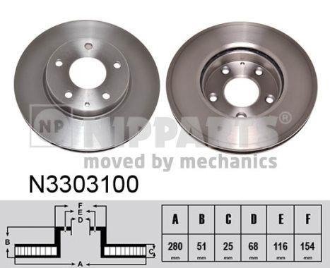 N3303100 NIPPARTS (Нидерланды) Тормозной диск Nipparts