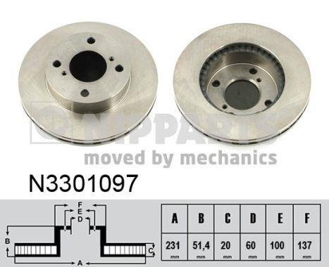 N3301097 NIPPARTS (Нидерланды) Тормозной диск Nipparts