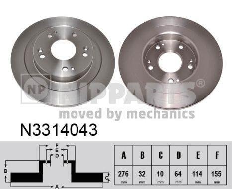 N3314043 NIPPARTS (Нидерланды) Тормозной диск Nipparts