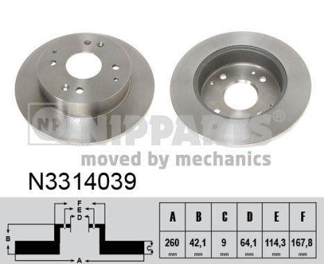 N3314039 NIPPARTS (Нидерланды) Тормозной диск Nipparts