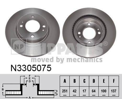 N3305075 NIPPARTS (Нидерланды) Тормозной диск Nipparts