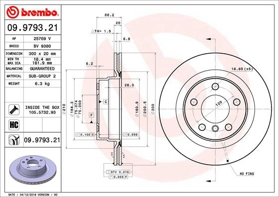 09.9793.21 BREMBO (Германия) Тормозной диск BREMBO