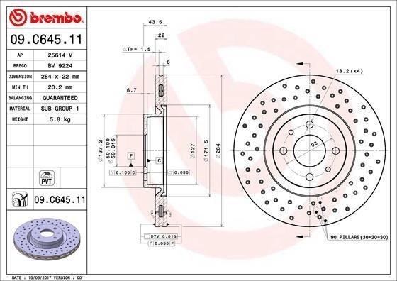 09.C645.11 BREMBO (Германия) Тормозной диск BREMBO