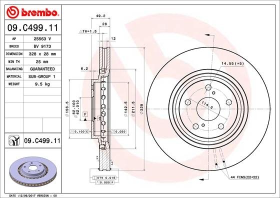 09.C499.11 BREMBO (Германия) Гальмівний диск BREMBO