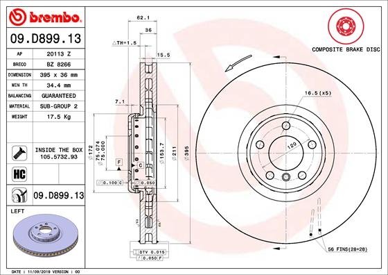 09.D899.13 BREMBO (Германия) Тормозной диск BREMBO