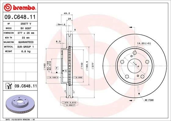 09.C648.11 BREMBO (Германия) Гальмівний диск BREMBO