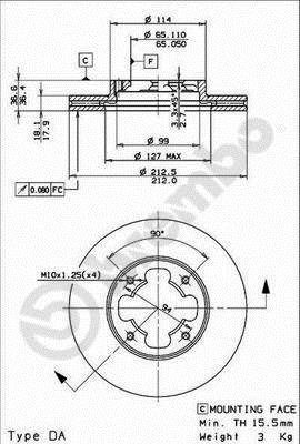 09.5867.10 BREMBO (Германия) Гальмівний диск BREMBO