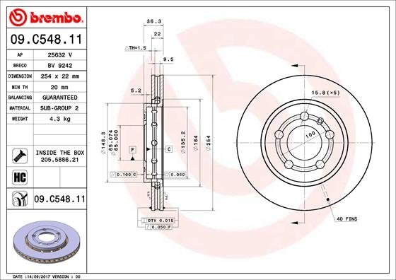 09.C548.11 BREMBO (Германия) Гальмівний диск BREMBO