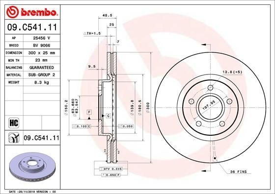 09.C541.11 BREMBO (Германия) Гальмівний диск BREMBO