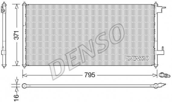 DCN10030 DENSO (Япония) Радиатор кондиционера FORD TOURNEO CONNECT 02-, TRANSIT CONNECT (P65_, P70_, P80_) 02-