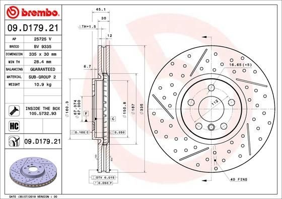 09.D179.21 BREMBO (Германия) Гальмівний диск BREMBO