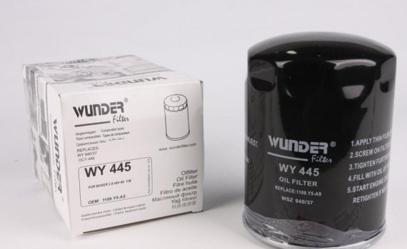 WY-445 WUNDER FILTER Фильтр масляный 2.8HDI ci,2.8JTD ft FIAT DUCATO 02-06, IVECO DAILY E3 00-05, CITROEN JUMPER 02-06