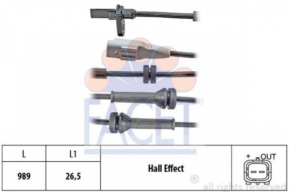 21.0096 FACET Датчик ABS Citroen BERLINGO/Peugeot 5008, PARTNER 06- задній Л/Пр (21.0096) FACET