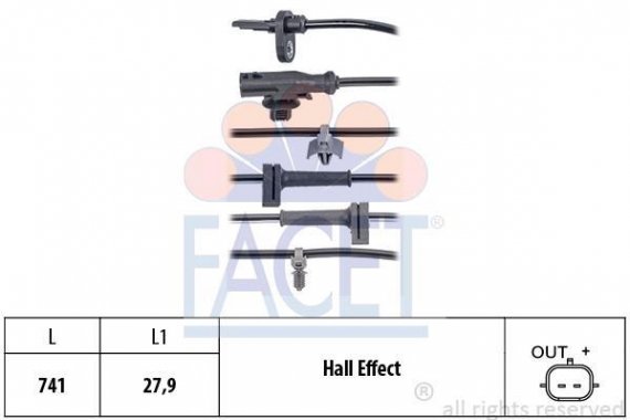 21.0124 FACET Датчик ABS передний левый Ford Courier 14-> (21.0124) FACET