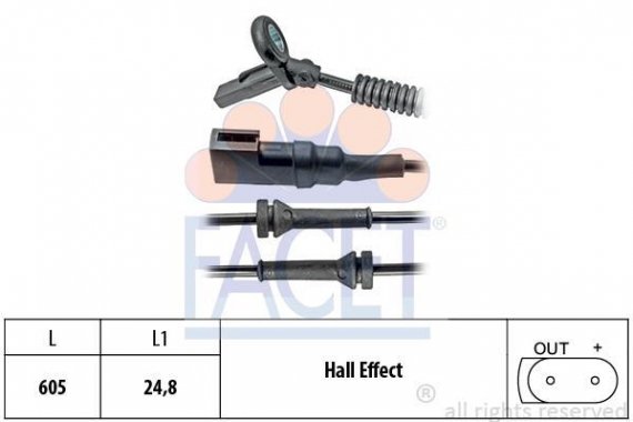 21.0152 FACET Датчик ABS перед. Connect 02- (21.0152) FACET