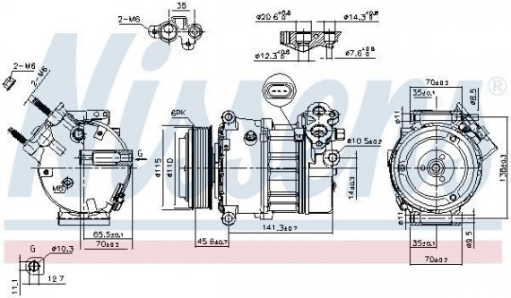 890617 NISSENS (Дания) Компресор JAGUAR XJ (X351) (09-) 2.0 TURBO NISSENS