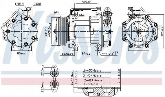 890584 NISSENS (Дания) Компрессор VOLVO S60 (10-) D2 NISSENS