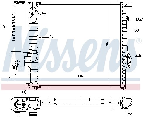 60623 NISSENS (Дания) Радиатор BMW Z3 E36 (95-) 1.8 i NISSENS