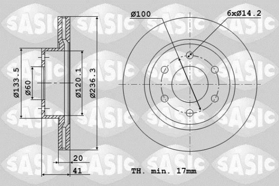 9004380J SASIC Диск тормозной DAEWOO LANOS R13 передн. (компл. 2 шт.) (пр-во SASIC)