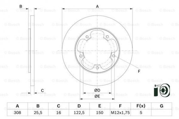 0986479F44 BOSCH Тормозной диск