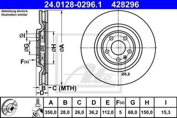 24.0128-0296.1 Ate Тормозной диск