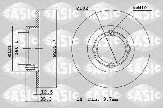 6106111 SASIC Диск тормозной DAEWOO MATIZ передн. (компл. 2 шт.) (пр-во SASIC)