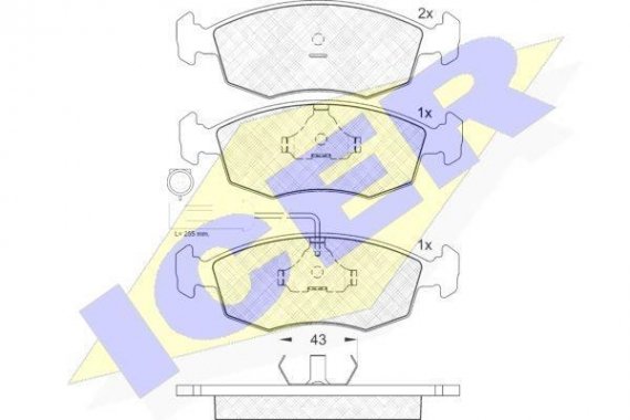 181227 ICER Колодки гальмівні дискові передние FIAT PALIO (178BX) 99-00; FIAT PALIO (178DX) 96-