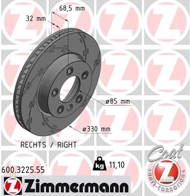 600.3225.55 Zimmermann Диск тормозной Sport Black Right