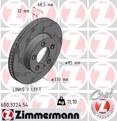 600.3224.54 Zimmermann Диск гальмівний BLACK Z лівий