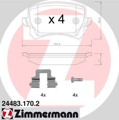 24483.170.2 Zimmermann Колодки тормозные (без датчика)